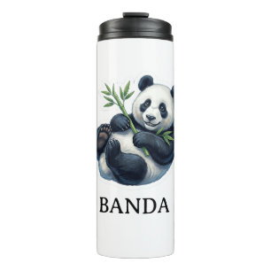 Thermische Tumbler Panda Eet Bamboe Koffiemok Thermosbeker