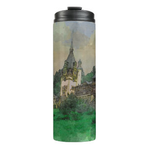Thermische Tumbler Peles Castle Roemenië Waterverf Thermosbeker