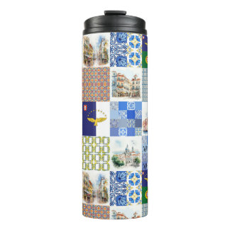 Thermische Tumbler van de vlag van Portugal en de Thermosbeker