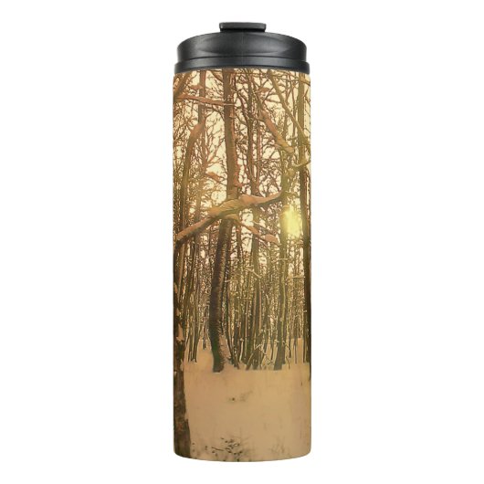 Thermische Tumbler Winter Bos Sneeuw en Licht Thermosbeker (Voorkant)