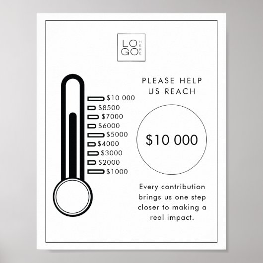 Thermometer Fundraiser Donation Goal Tracker Sign Poster (Voorkant)