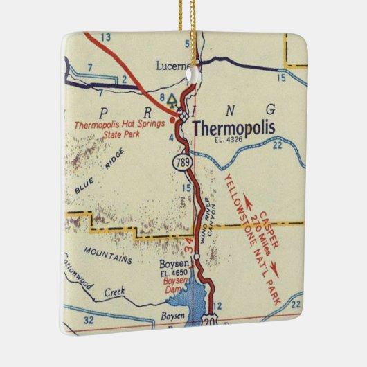 Thermopolis WY Map Keramisch Ornament (Rechts)