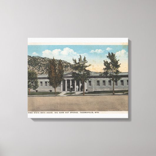 Thermopolis, WY - Uitzicht van Big Horn Bath House Canvas Afdruk (Voorkant)