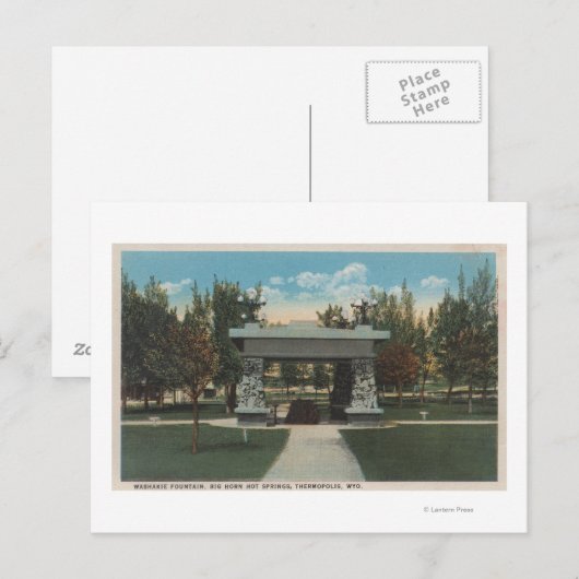 Thermopolis, WY - Uitzicht van de fontein van Wash Briefkaart (Voorkant / Achterkant)