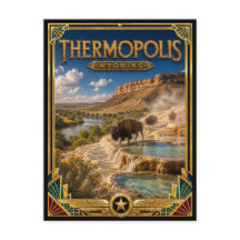Thermopolis Wyoming Vintage Art Deco Gouden Tijdpe