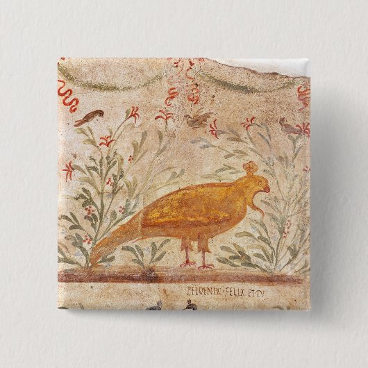 thermopolium met fenix en inscriptie vierkante button 5,1 cm (Voorkant)