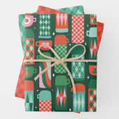  Thermoses Kerst Rood & Groen Inpakpapier Vel (In situ)