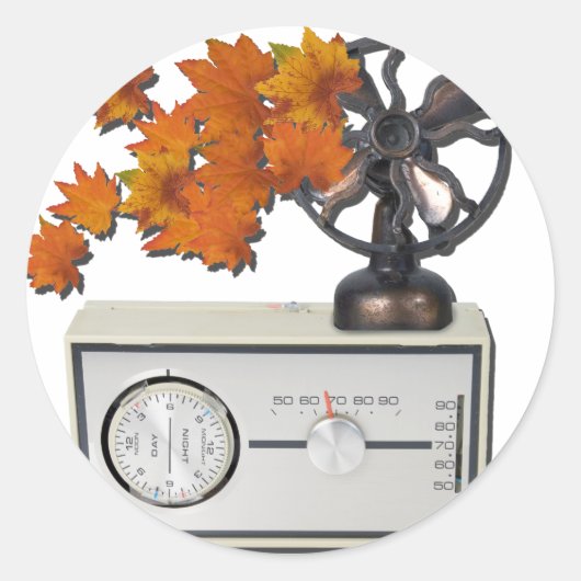 ThermostaatVerwarmerVentilatorBladeren052215 Ronde Sticker (Voorkant)