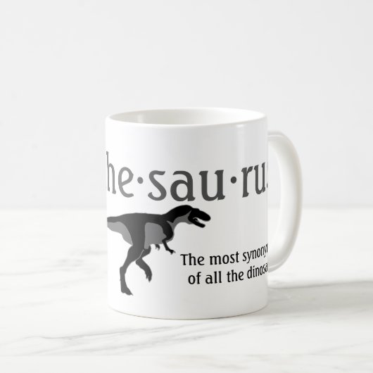 Thesaurus dinosaur grappige mok koffie (Voorkant rechts)