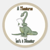 Thesaurus Dinosaur Ronde Sticker (Voorkant)