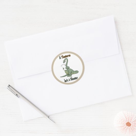 Thesaurus Dinosaur Ronde Sticker (Envelop)