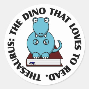 Thesaurus: Een dinosaurus die graag boeken leest Ronde Sticker