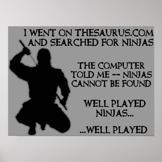 Thesaurus Ninja's Grappige Ninja Poster Bord (Voorkant)