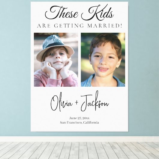 These Kids Are Getting Married Rehearsal Dinner Canvas Afdruk (Insitu (Houten vloer))