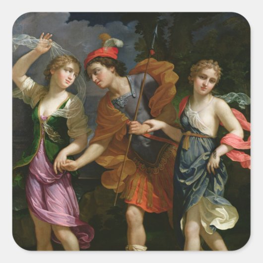 Theseus met Ariadne en Phaedra Vierkante Sticker (Voorkant)