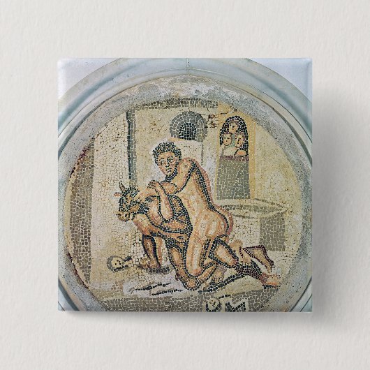 Theseus worstelt met de Minotaur Vierkante Button 5,1 Cm (Voorkant)