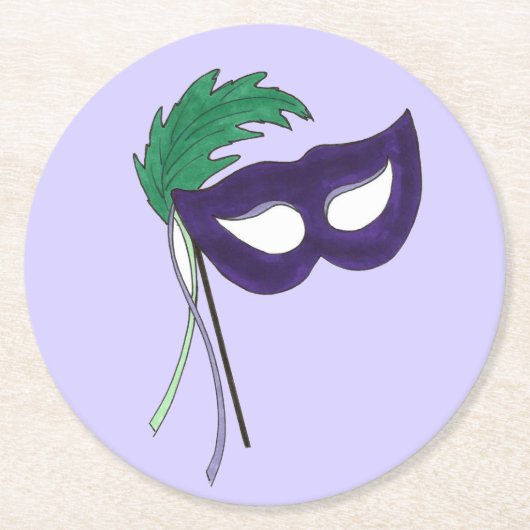 Thespian Drama Theater Maskerade Masker Mardi Gras Ronde Kartonnen Onderzetter (Voorkant)