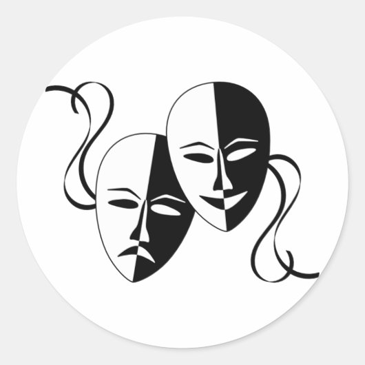 Thespian Mmaskers Ronde Sticker (Voorkant)