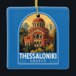 Thessaloniki Griekenland Agios Pavlos Travel Art R Keramisch Ornament<br><div class="desc">Thessaloniki retro vector reisontwerp. Thessaloniki is een Griekse havenstad aan de Thermische Golf van het Egeïsche Zee.</div>