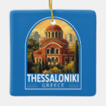 Thessaloniki Griekenland Agios Pavlos Travel Art R Keramisch Ornament<br><div class="desc">Thessaloniki retro vector reisontwerp. Thessaloniki is een Griekse havenstad aan de Thermische Golf van het Egeïsche Zee.</div>