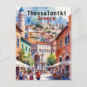 Thessaloniki Griekenland Reizen aquarel schilderij Briefkaart