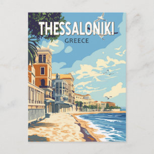 Thessaloniki Griekenland Travel Art Vintage Briefkaart
