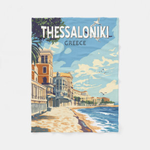 Thessaloniki Griekenland Travel Art Vintage Fleece Deken