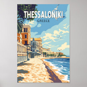 Thessaloniki Griekenland Travel Art Vintage Poster