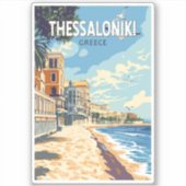 Thessaloniki Griekenland Travel Art Vintage Sticker (Voorkant)