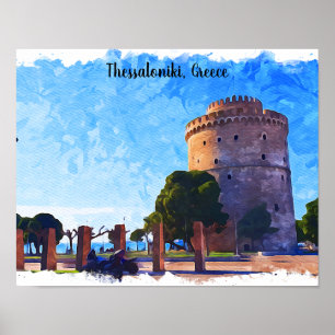 Thessaloniki Griekenland Waterverf kunstwerk Poster