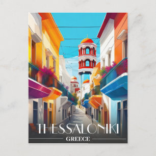 Thessaloniki stad, Griekenland Ladadika District Briefkaart