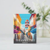 Thessaloniki stad, Griekenland Ladadika District Briefkaart (Staand voorkant)