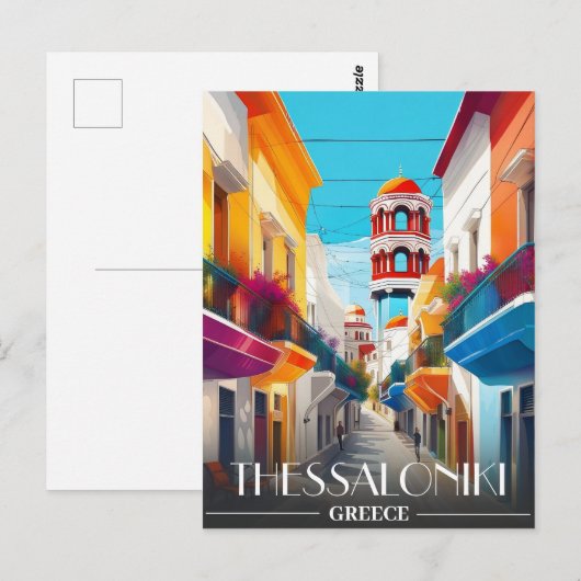 Thessaloniki stad, Griekenland Ladadika District Briefkaart (Voorkant / Achterkant)