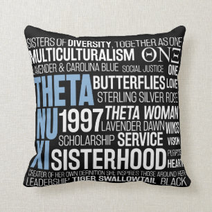 Theta Nu Xi Pillow in Black w/ Carolina Blue Kussen