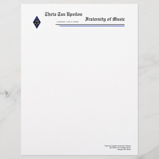 Theta Tau Upsilon Letterhead Briefhoofd Sjabloon (Voorkant)
