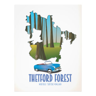 Thetford Forest Norfolk suffolk england map Foto Afdruk