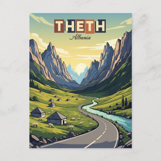 Theth Albanië Reizen Briefkaart (Voorkant)