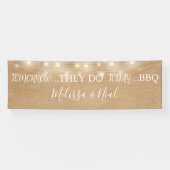 They Do BBQ Rustic String Lights Trouwfeest  Spandoek (Horizontaal)
