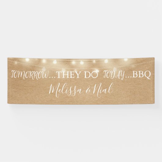 They Do BBQ Rustic String Lights Verloving  Spandoek (Horizontaal)