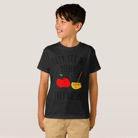 They See Me Dipn' They Hatin' Honey Jewish Shofar  T-shirt (Voorkant volledig)