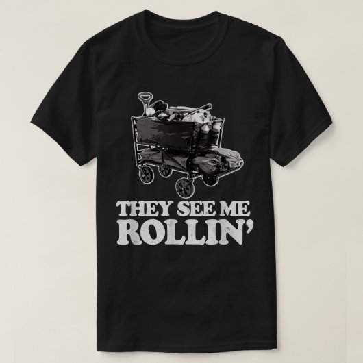 They See Me Rollin, Funny Ballpark Wagon Softball T-shirt (Design voorkant)