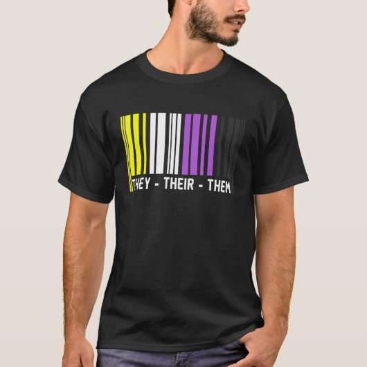 They Their Them Barcode Non Binary Flag Agender Pr T-shirt (Voorkant)