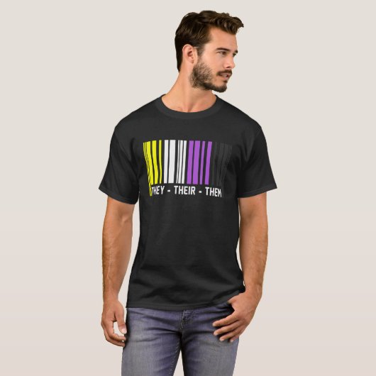 They Their Them Barcode Non Binary Flag Agender Pr T-shirt (Voorkant volledig)