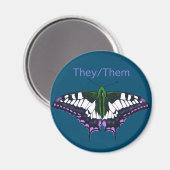 They/Them Nonbinary Pride Swallowtail Butterfly Magneet (Voorkant / Achterkant)
