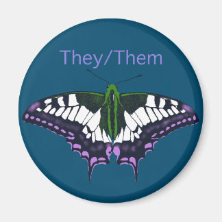 They/Them Nonbinary Pride Swallowtail Butterfly Magneet