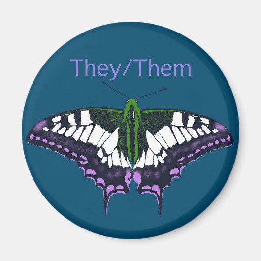 They/Them Nonbinary Pride Swallowtail Butterfly Magneet (Voorkant)