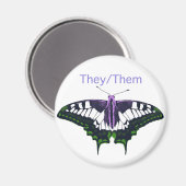 They/Them Nonbinary Pride Swallowtail Butterfly Magneet (Voorkant / Achterkant)