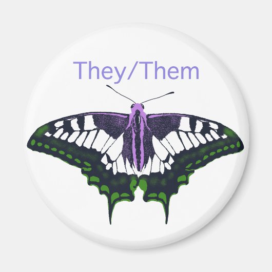 They/Them Nonbinary Pride Swallowtail Butterfly Magneet (Voorkant)