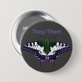 They/Them Nonbinary Pride Swallowtail Butterfly Ronde Button 7,6 Cm (Voorkant /achterkant)