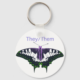 They/Them Nonbinary Pride Swallowtail Butterfly Sleutelhanger